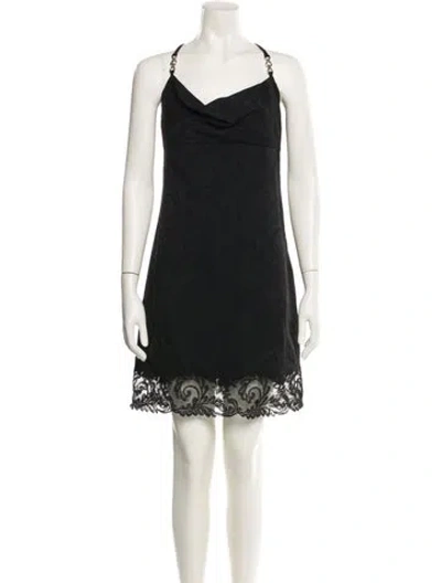 Pre-owned Versace Silk Mini Dress In Black