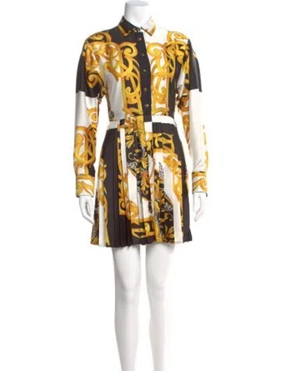 Pre-owned Versace Silk Mini Dress In Black