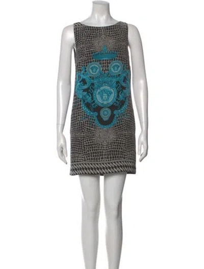 Pre-owned Versace Silk Mini Dress In Black