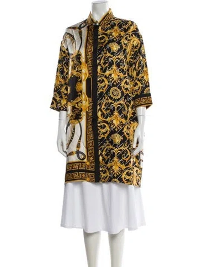 Pre-owned Versace Silk Mini Dress In Black