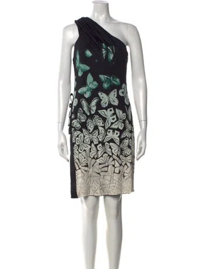 Pre-owned Versace Silk Mini Dress In Black