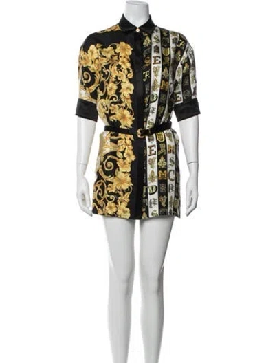 Pre-owned Versace Silk Mini Dress In Black