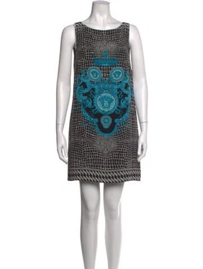 Pre-owned Versace Silk Mini Dress In Black