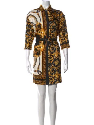 Pre-owned Versace Silk Mini Dress In Black