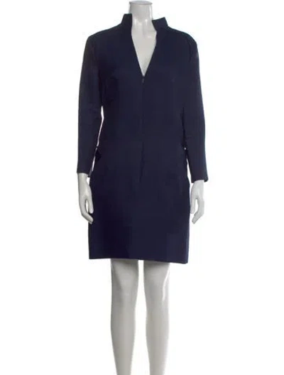Pre-owned Versace Silk Mini Dress In Blue