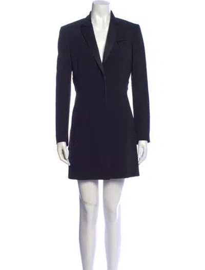Pre-owned Versace Silk Mini Dress In Blue