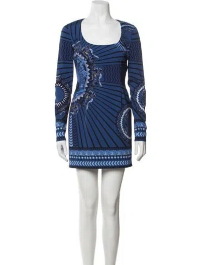 Pre-owned Versace Silk Mini Dress In Blue