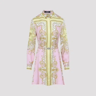 Versace Silk Mini Dress For Women In Multi
