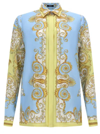 Versace Silk Mini Dress For Women - Ss26 In Blue