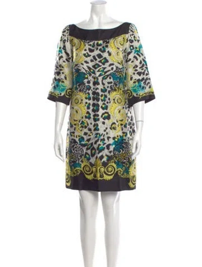 Pre-owned Versace Silk Mini Dress In Gray