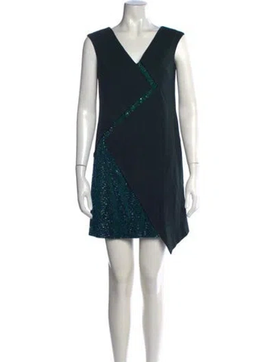 Pre-owned Versace Silk Mini Dress In Green