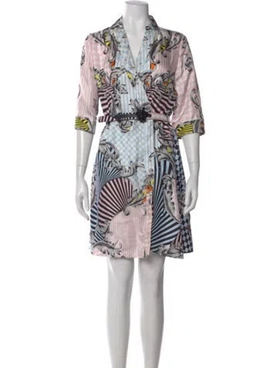 Pre-owned Versace Silk Mini Dress In Multi