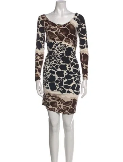 Pre-owned Versace Silk Mini Dress In Neutral