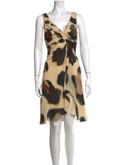 Pre-owned Versace Silk Mini Dress In Neutral