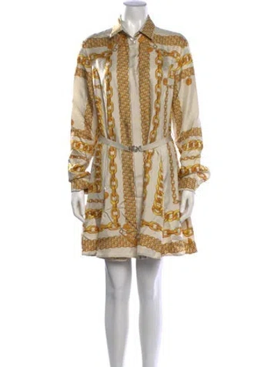 Pre-owned Versace Silk Mini Dress In Neutrals