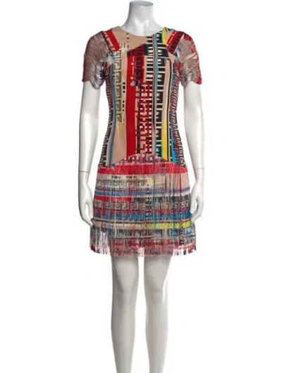 Pre-owned Versace Silk Mini Dress In Neutrals