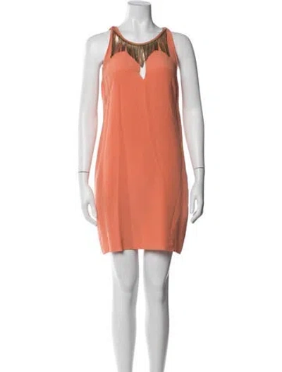 Pre-owned Versace Silk Mini Dress In Orange