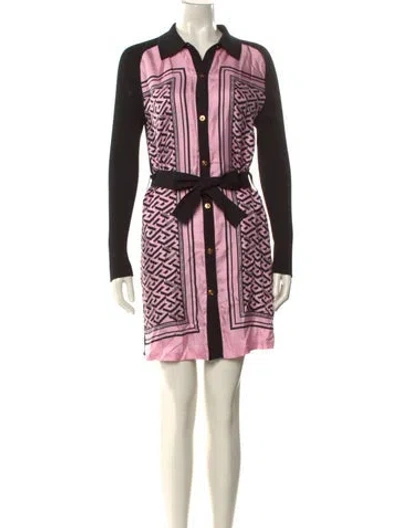Pre-owned Versace Silk Mini Dress In Pink