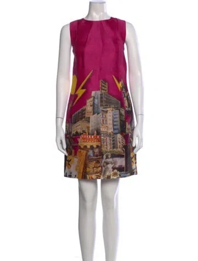 Pre-owned Versace Silk Mini Dress In Pink