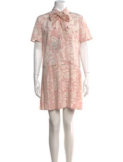 Pre-owned Versace Silk Mini Dress In Pink
