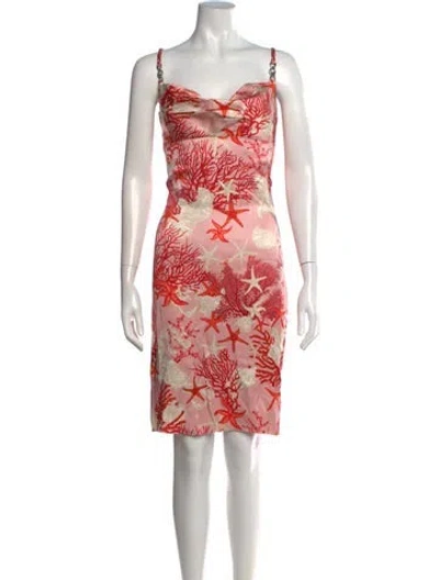 Pre-owned Versace Silk Mini Dress In Pink