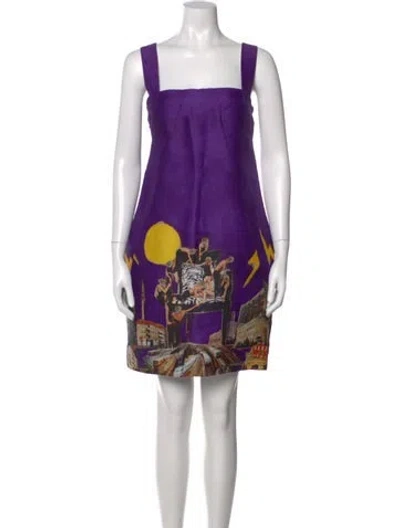 Pre-owned Versace Silk Mini Dress In Purple