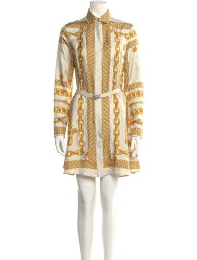 Pre-owned Versace Silk Mini Dress W/ Tags In Multi