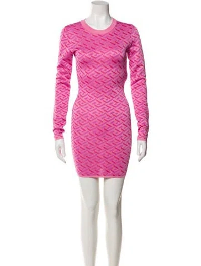 Pre-owned Versace Silk Mini Dress In Yellow