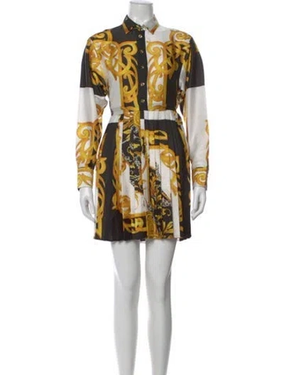 Pre-owned Versace Silk Mini Dress In Yellow