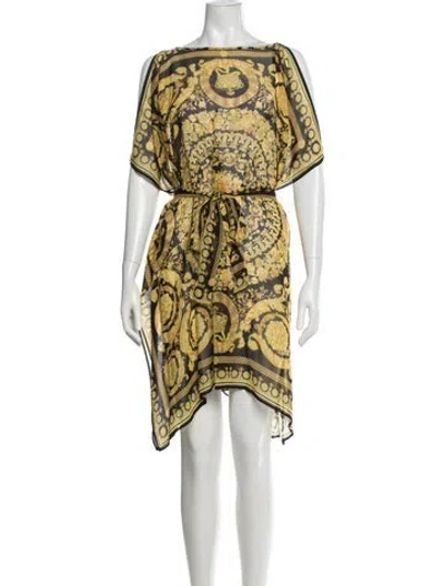 Pre-owned Versace Silk Mini Dress In Yellow
