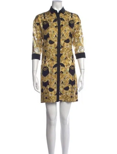 Pre-owned Versace Silk Mini Dress In Yellow
