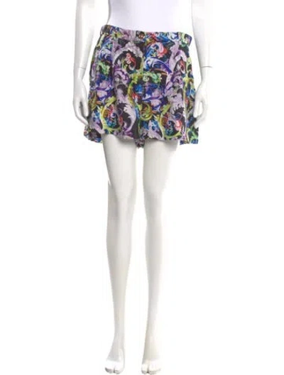 Pre-owned Versace Silk Mini Shorts In Blue