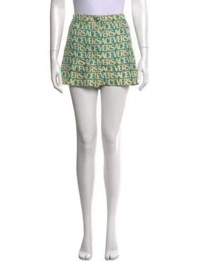 Pre-owned Versace Silk Mini Shorts In Blue