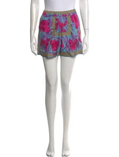 Pre-owned Versace Silk Mini Shorts In Pink