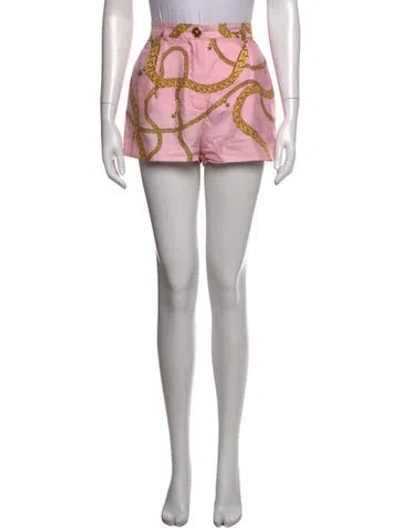 Pre-owned Versace Silk Mini Shorts In Pink