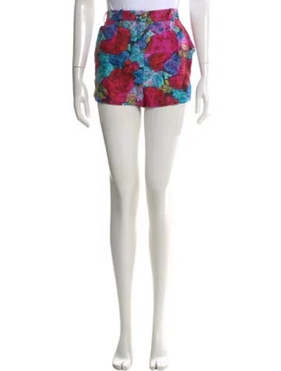 Pre-owned Versace Silk Mini Shorts In Red