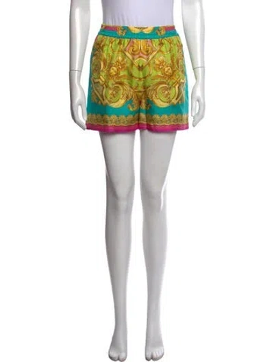 Pre-owned Versace Silk Mini Shorts W/ Tags In Blue