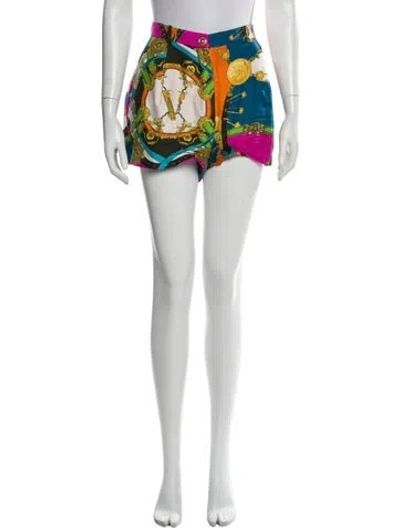 Pre-owned Versace Silk Mini Shorts In White
