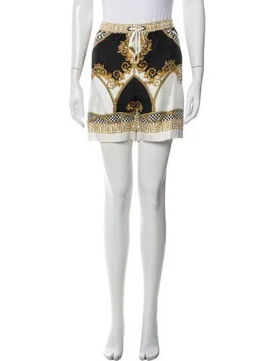 Pre-owned Versace Silk Mini Shorts In White