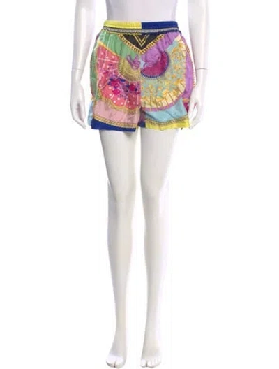 Pre-owned Versace Silk Mini Shorts In Yellow