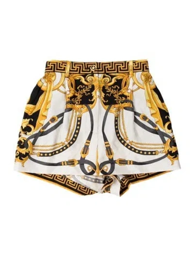 Pre-owned Versace Silk Mini Shorts In Yellow