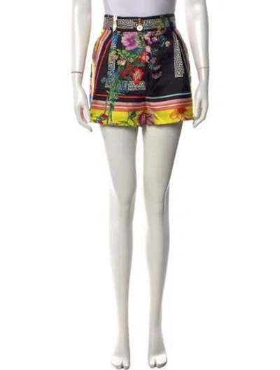 Pre-owned Versace Silk Mini Shorts In Yellow