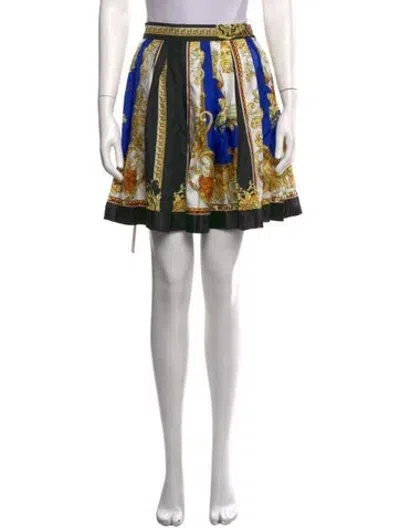 Pre-owned Versace Silk Mini Skirt In Black/blue/gold