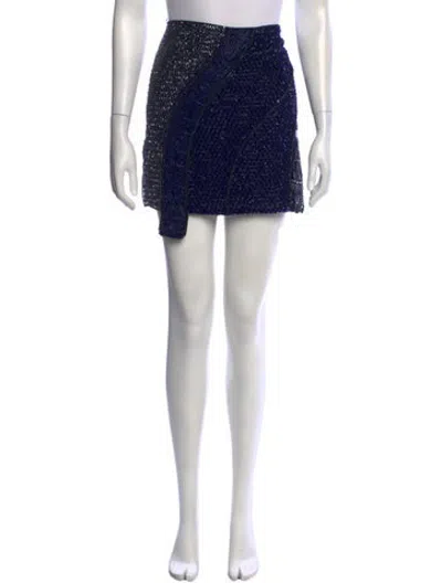 Pre-owned Versace Silk Mini Skirt In Blue