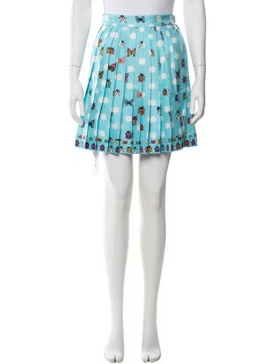 Pre-owned Versace Silk Mini Skirt In Blue/white
