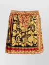 Versace Mini Jupe Plissée Barocco In Gold