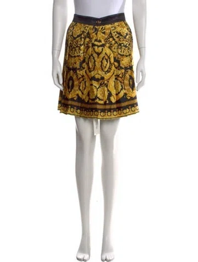 Pre-owned Versace Silk Mini Skirt In Gold