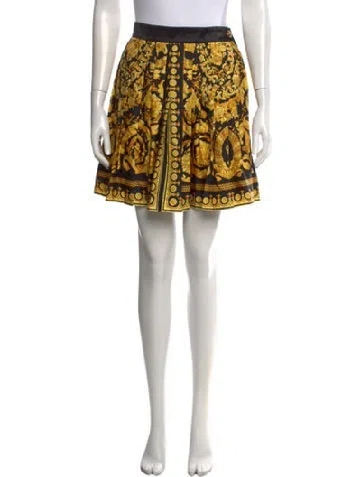 Pre-owned Versace Silk Mini Skirt In Gold