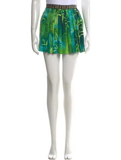 Pre-owned Versace Silk Mini Skirt In Green