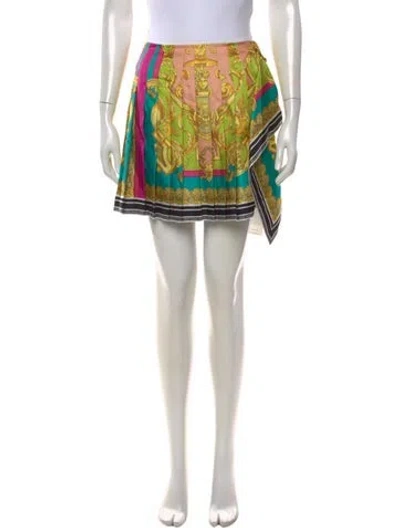 Pre-owned Versace Silk Mini Skirt In Green